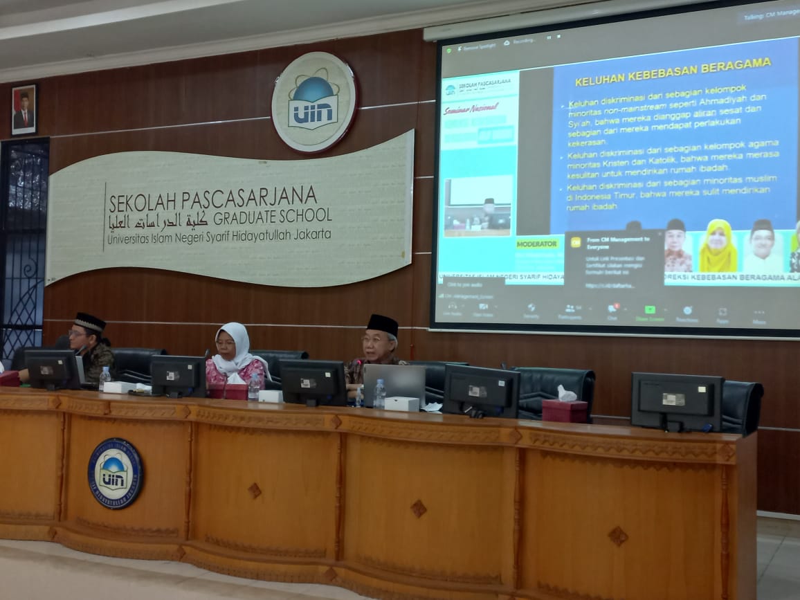 Seminar Nasional berjudul “Koreksi Kebebasan Beragama ala Barat” di Aula Sekolah Pascasarjana (SPS) UIN Syarif Hidayatullah Jakarta, Rabu (29/6/2022). (ist)