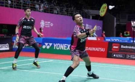 Pasangan Fajar/Rian sukses kembali menekuk pasangan tuan rumah dengan dua game langsung 21-14 dan 22-20. Foto : Istimewa