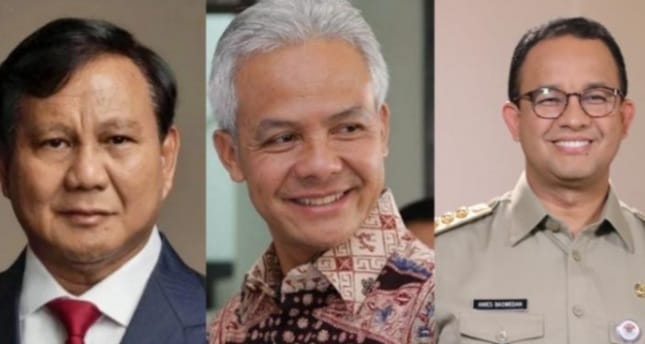 Dari kiri. Menhan Prabowo Subianto, Ganjar Pranowo dan Anies Baswedan. (Ist)