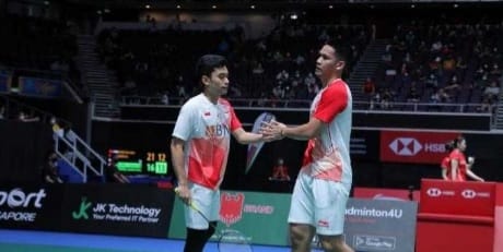 Tundukan Ahsan/Hendra pasangan Rolly/Daniel melaju ke Final Singapura Open 2022. (Ist)