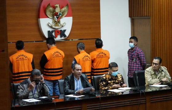 Keempat tersangka OTT KPK terkait penerimaan mah asiswa baru di Unila. (Ist)