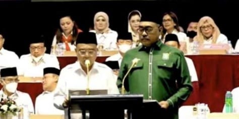 Ketua Harian DPP Gerindra Sufmi Dasco Ahmad (kiri) saat membacakan penandatanganan kerjasama politik. (Ist)