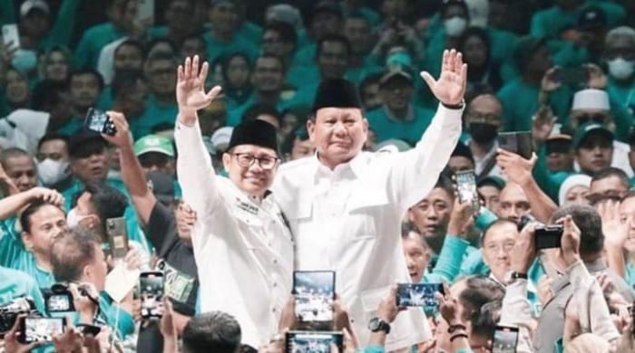 Ketum PKB Muhaimin Iskandar dan Ketum Gerindra Prabowo Subianto pada acara PKB Road to Pilpres 2024 di Jakarta. (Ist)