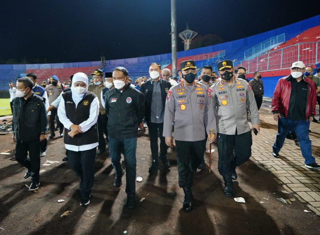 Kunjungi Stadion Kanjuruhan Malang, Gubernur Jawa Timur, Menpora, Ketua Umum PSSI, Kapolri serta Kapolda Jawa Timur. (Ist)