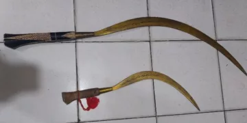 Barang bukti Clurit yang disita Polisi