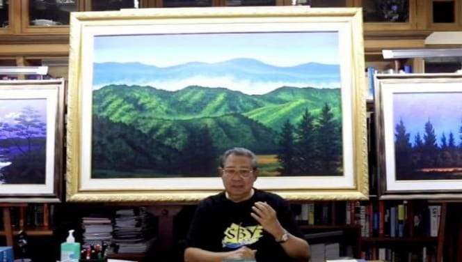 Wow Keren, SBY Rampungkan 17 Lukisan Dalam 3 Minggu Mantan Presiden Susilo Bambang Yodhoyono dengan hasil karya lukisan terbaru nya. (Ist)