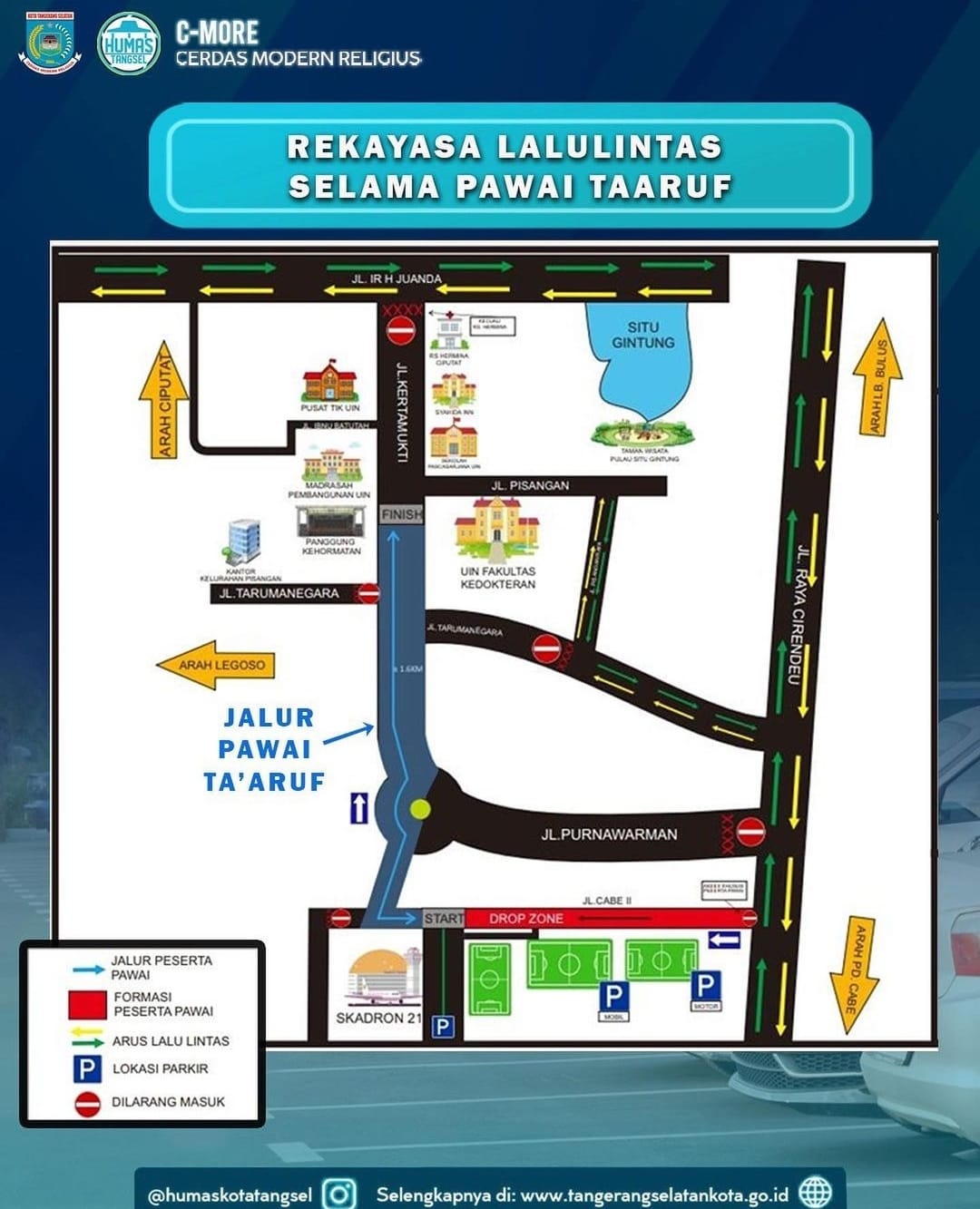 Rekayasa Lalu Lintas selama perhelatan pawai Taaruf MTQ ke-14 Kota Tangsel. (Foto : It)