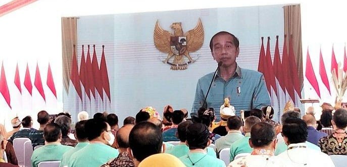 Presiden Jokowi pada acara HPN 2022 di Kendari. (Foto : Setpres)