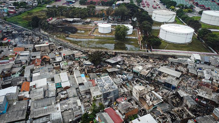 Foto udara perkampungan sekitar depo Plumpang. (Ist)