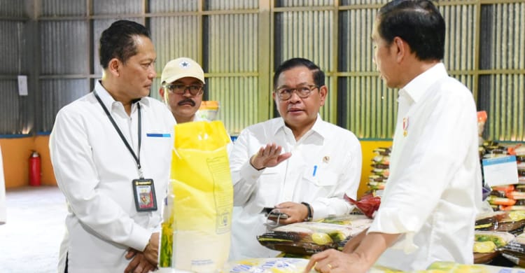 Presiden Jokowi saat meninjau gudang Bulog Batangase, Maros, Sulawesi Selatan. (Ist)