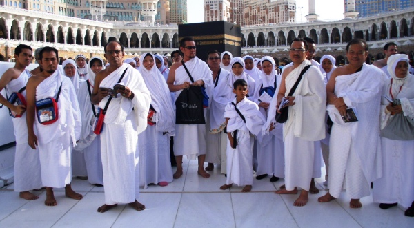 Jamaah haji Indonesia kloter pertama yang telah tiba di tanah suci.Foto : Ist