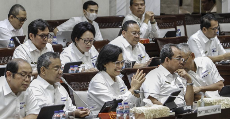 Menkeu Sri Mulyani saat rapat di DPR. Foto : Ist