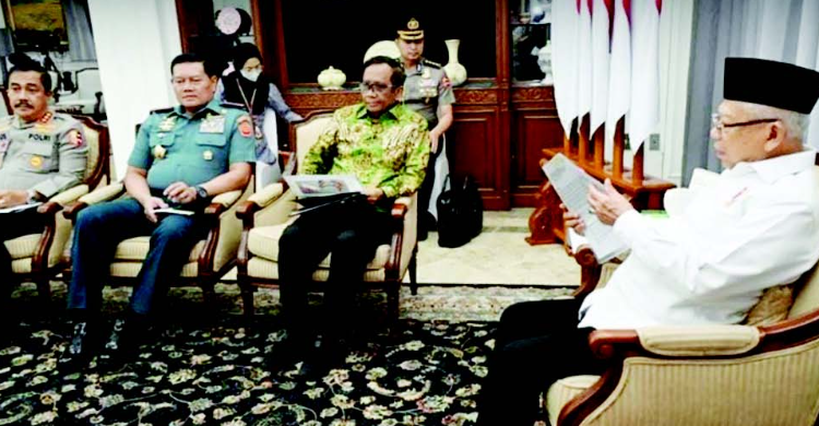 Wapres Ma'ruf Amin saat memimpin rapat terkait kekeringan di Papua. Foto : Ist