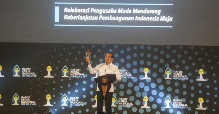 Presiden Jokowi pada acara Rakernas HIPMI. Foto : Setpres