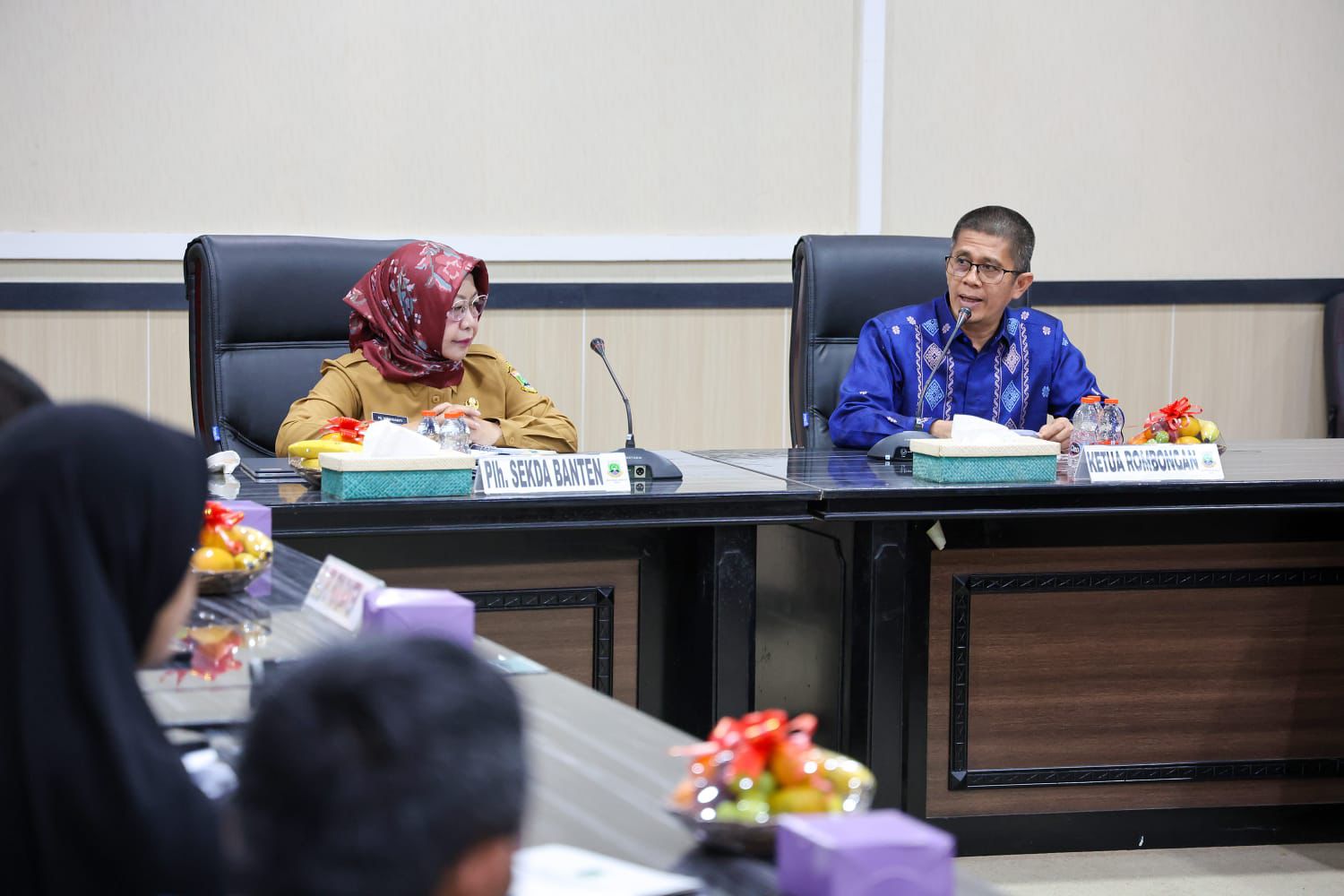 Plh Sekda Banten menerima visitasi 15 peserta Pelatihan Kepemimpinan Nasional tingkat II Angkatan XXXII Provinsi Sumatera Barat di Aula Dinas Penanaman Modal dan Pelayanan Terpadu Satu Pintu Provinsi Banten.(yul)