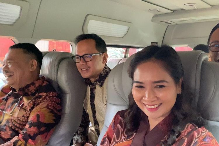 Calon Wamen Otto Hasibuan, Bima Arya dan Ni Luh menuju Hambalang Bogor.