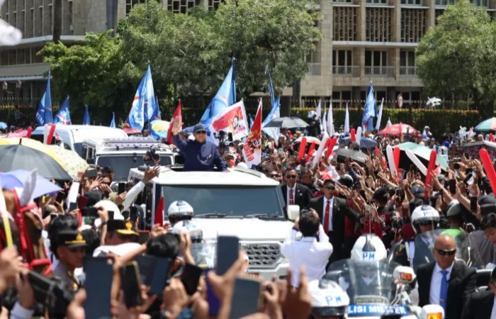 Prabowo seusai pelantikan Presiden di MPR. Foto : Ist