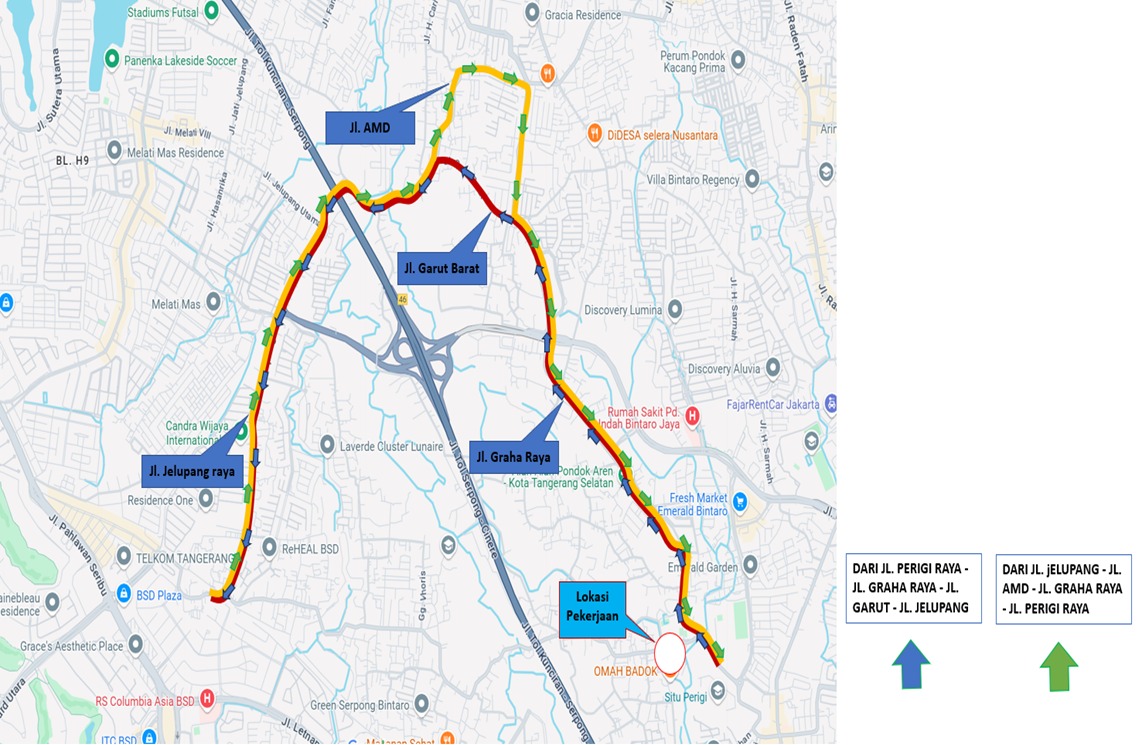 Akses alternatif dari penutupan Jalan Setu Raya, Kelurahan Parigi, Kecamatan Pondok Aren.(rmn)