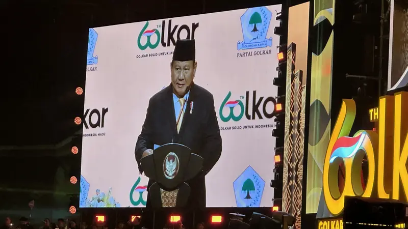 Presiden Prabowo pada acara HUT GOLKAR. Foto : Ist