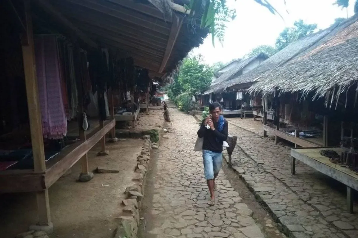 Suasana di perkampungan masyarakat Baduy Dalam di pedalaman Kabupaten Lebak, Banten.