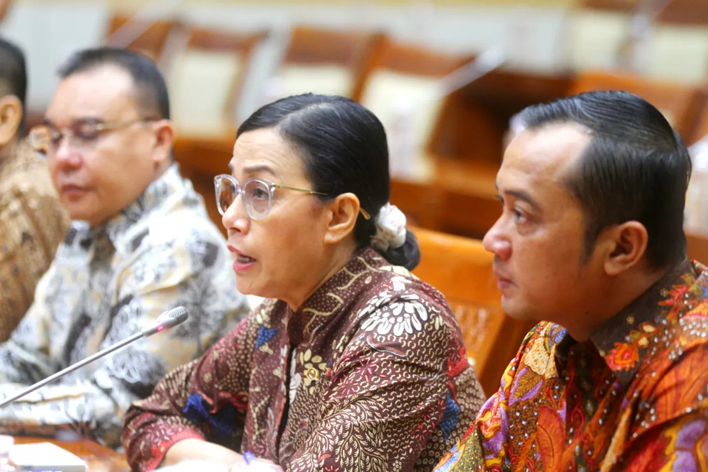 Menkeu Sri Mulyani saat membwrikan konferensi pers. Foto : Ist