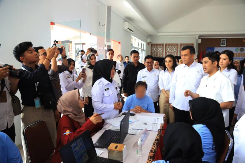 Suasana skrining kesehatan di Lapas Perempuan Klas IIA Tangerang pada Rabu (19/3) yang digelar Kementerian Kesehatan (Kemenkes) pada Rabu (19/3).