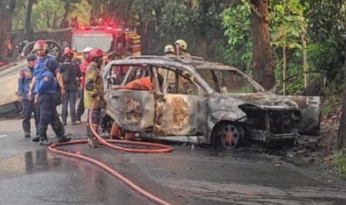 Ketua Ormas di Depok Ditangkap dalam Peristiwa Pembakaran Mobil Polisi Foto : Ist