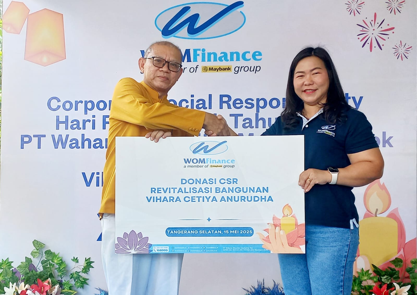 Peringati Hari Raya Waisak, WOM Finance Revitalisasi Vihara Cetiya Anurudha di Tangsel WOM Finance menyalurkan bantuan CSR ke Vihara Cetiya Anurudha di Pondok Jagung Timur, Serpong Utara, Kota Tangerang Selatan. (Ist)