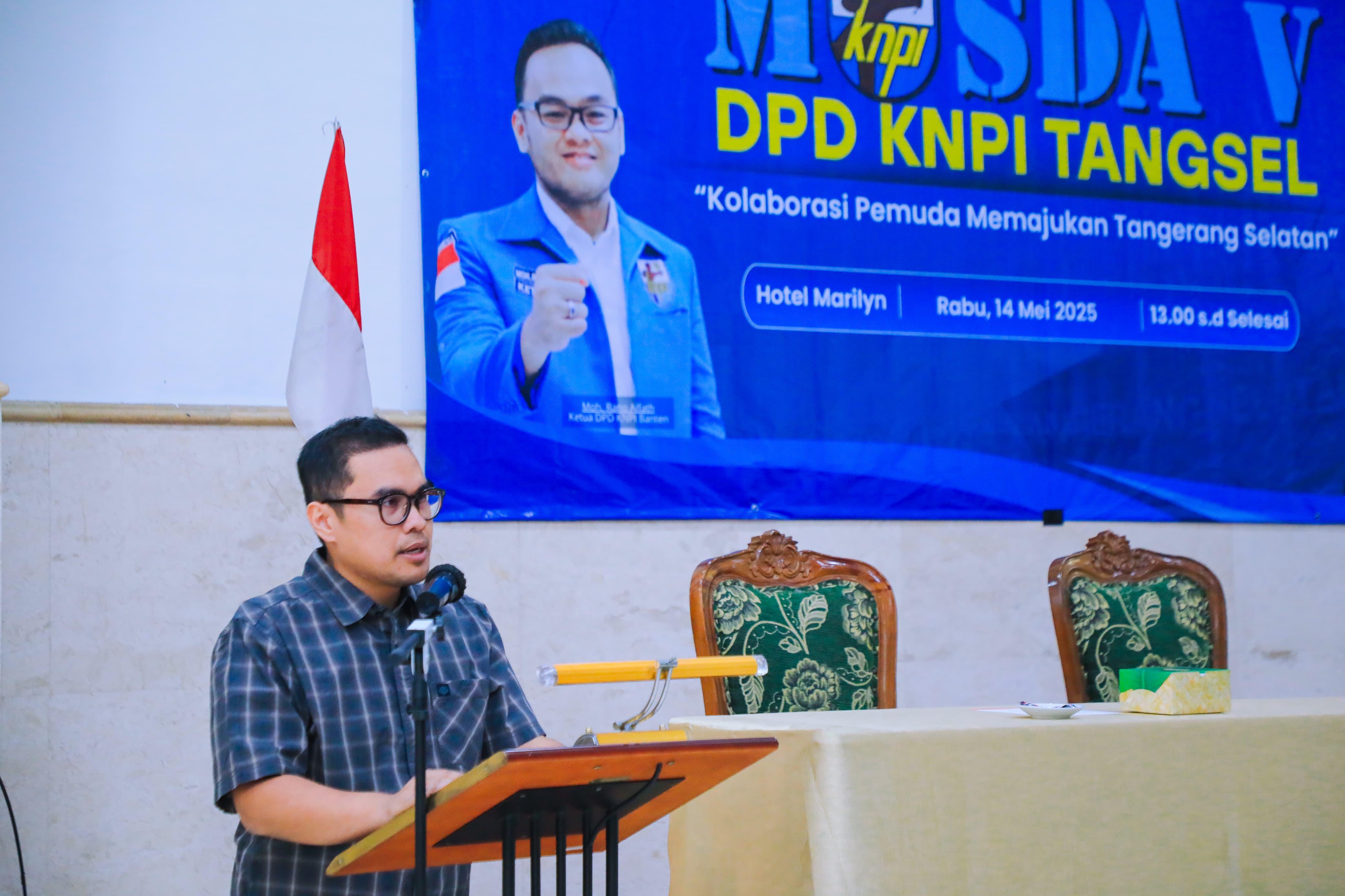 Sopian Hadi Terpilih Jadi Nahkoda Baru KNPI Tangsel Wakil Wali Kota Tangsel, Pilar Saga Ichsan dalam forum Musyawarah Daerah (Musda) yang berlangsung di kawasan Serpong Utara, Tangsel, Rabu (14/5). (tabgselpos.id/rmn)