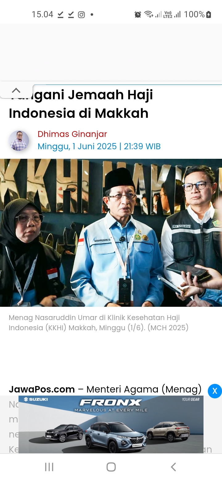 Menag Nasaruddin Umar di Klinik Kesehatan Haji Indonesia (KKHI) Makkah, Minggu (1/6). Foto : Ist