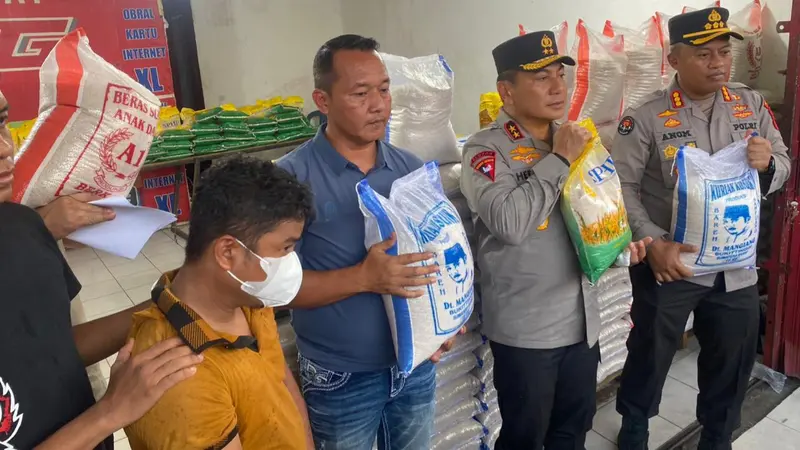 R pelaku pengoplosan beras diamamkan aparat Polda Riau. Foto : Ist