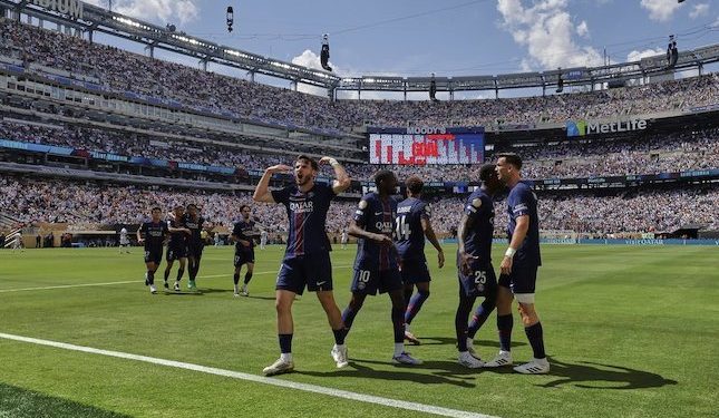 Final Piala Dunia Antarklub 2025 Selebrasi skuad PSG usai menang dari Madrid. Foto : Ist