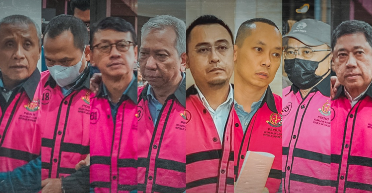 Gerak-gerik MRC Di Luar Negeri Dipantau Kejagung Delapan tersang kasus minyak mentah yang sudah ditangkap Kejagung. Foto : Ist