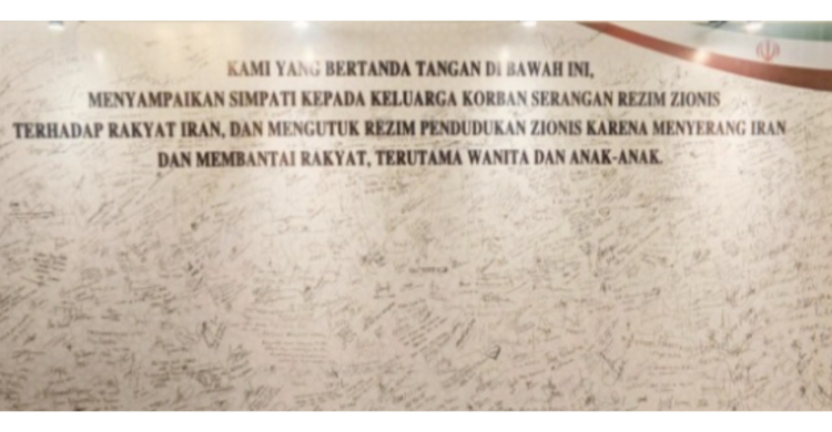 Ucapan Duka Cita Untuk Iran Terus Mengalir Papan ucapan simpati untuk Iran. Foto ; Ist