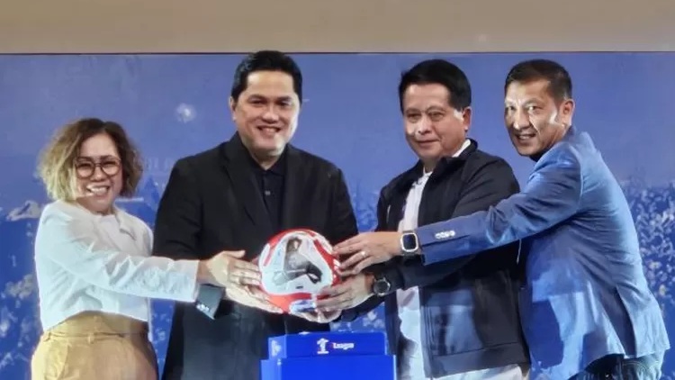 BRI Super League 2025/26 Siap Bergulir, 306 Laga Siap Tayang Ketum PSSI Erick Thohir saat peluncuran BRI Super League 2025/2026. Foto : Ist