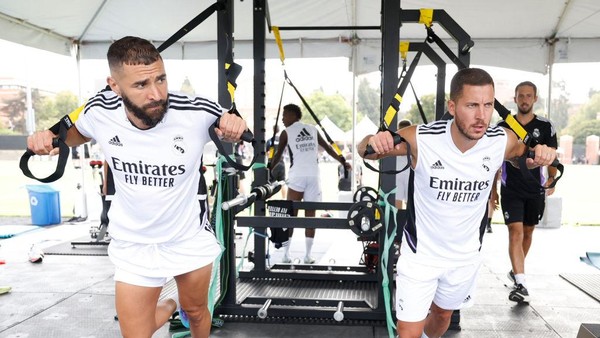 Jelang Lawan Mallorca Skuad Madrid Digenjot Latihan Sesi latihan fisik sjuad Real Madrid. Foto : Ist