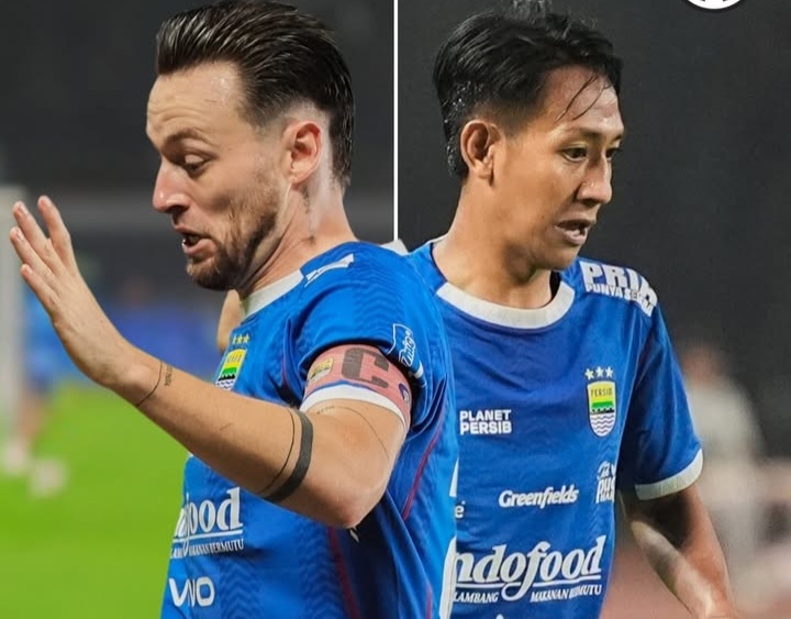 Dua pilar Persib Bandung, Beckham Putra Nugraha dan Marc Anthony Klok dipanggil perkuat Timnas Senior. Foto : Ist