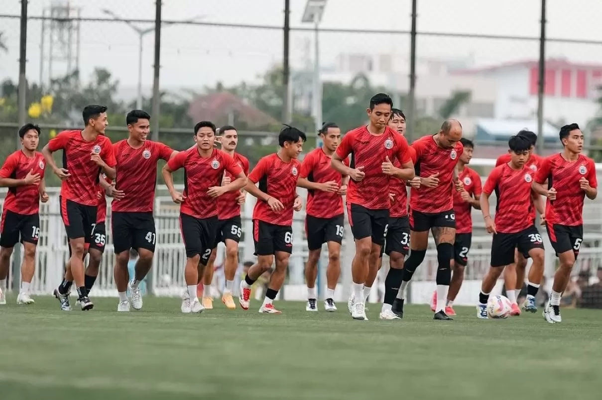 Persija Siapkan Srategi Khusus Jamu Malut United Sesi latihan skuad Persija jelang laga dengan Maluku United. Foto : Ist