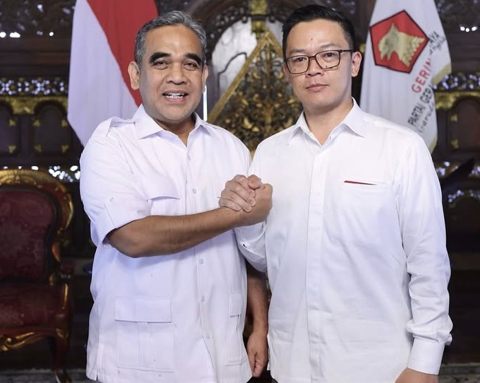 Sekjen Gerindra Sugiono (kanan) bersama Ketu MPR Ahmad Muzani (kiri). Foto : Ist
