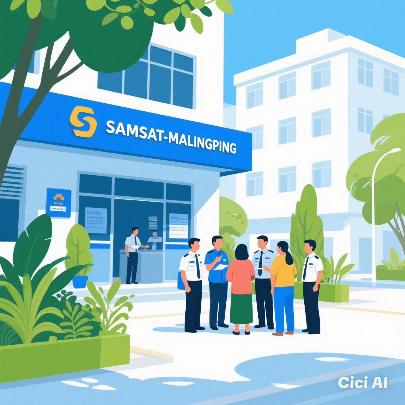 Warga Keluhkan Ribetnya Pelayanan di Samsat Malingping Ilustrasi Samsat Malingping.(Cici AI)