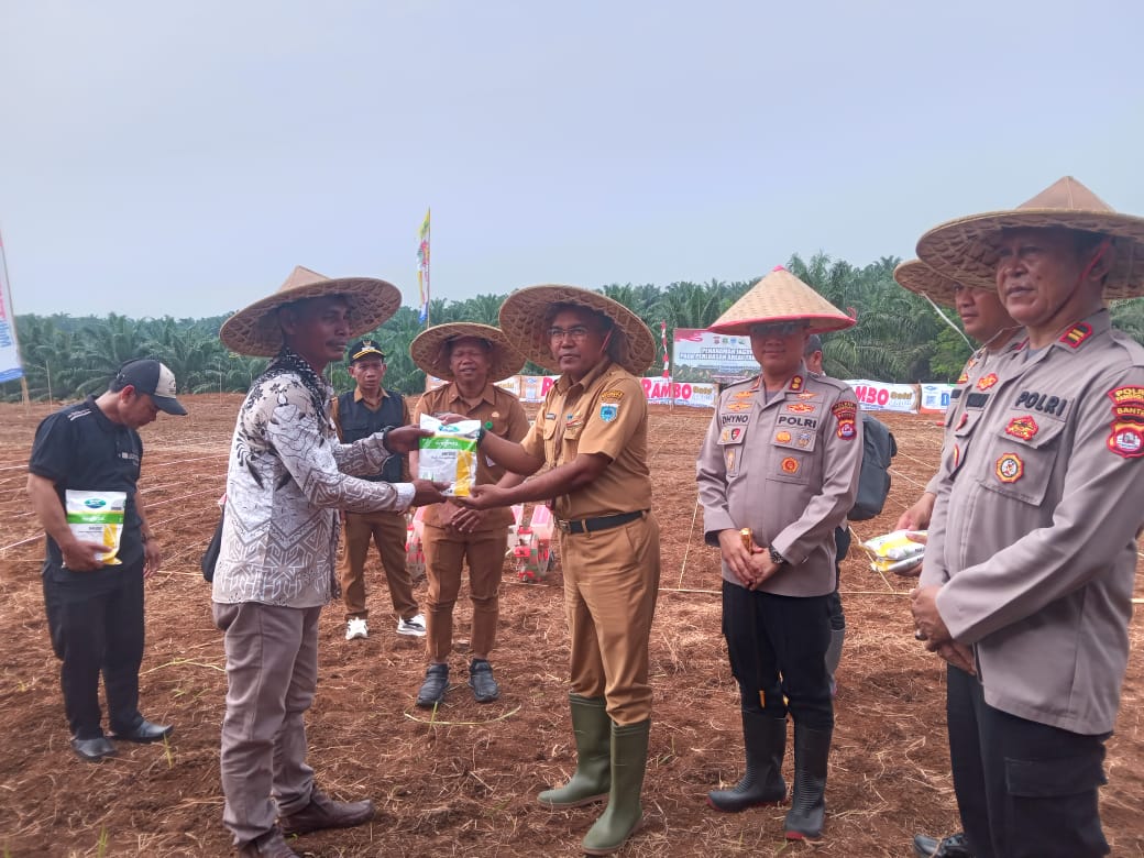 Perkuat Ketahanan Pangan, Polres dan DPKP Pandeglang Gertam Jagung Polres Pandeglang bersama DPKP Kabupaten Pandeglang melakukan kolaborasi penanaman jagung di lahan Perluasan Areal Tanam (PAT) yang berlokasi di Kampung Panenjoan, Desa Pasirdurung, Kecamatan Sindangresmi, Kabupaten Pandeglang, Selasa (9/9/2025).(Istimewa)