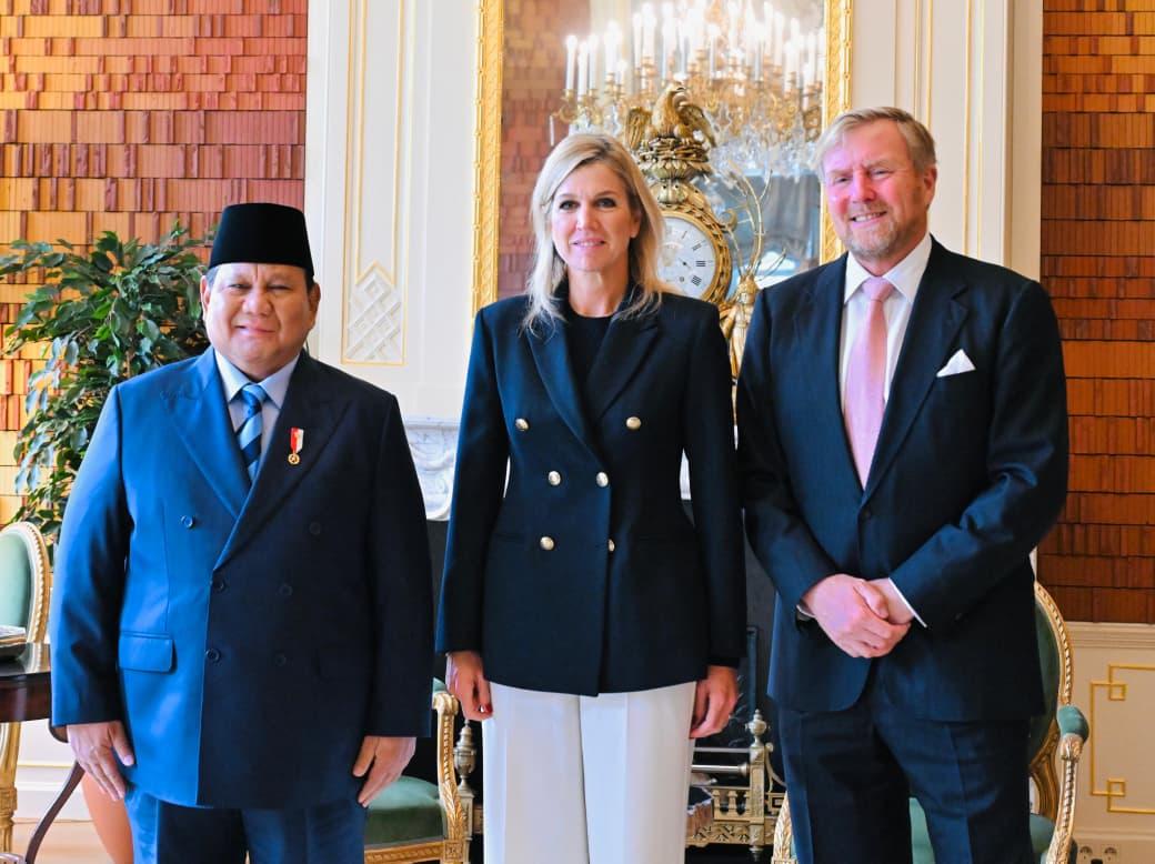 Presiden Prabowo saat bertemu Raja Willem-Alexander dan Ratu Máxima di Istana Huis ten Bosch. Foto : Ist