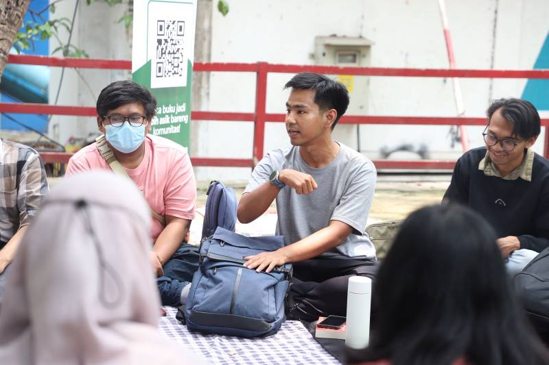 Suasana Tangerang Book Party yang berlangsung di Taman Prestasi, Lapangan Ahmad Yani, Kota Tangerang pada Minggu (7/9) siang.