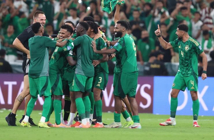 Arab Saudi Dan Qatar Lolos ke Piala Dunia 2026 Selebrasi Skuad Arab Saudi usai berhak melaju ke Piala Dunia 2026. Foto : Ist