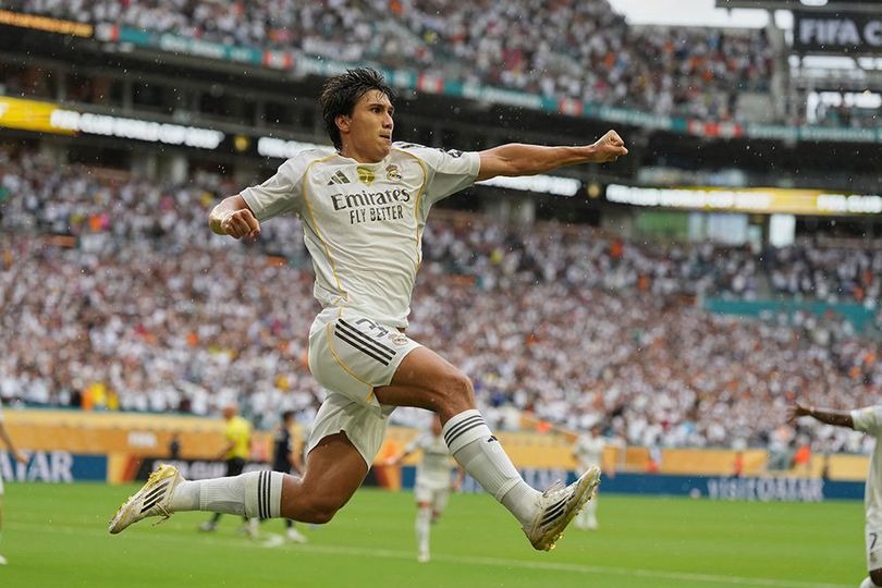 Selebrasi Bellingham usai bobol gawang Juventus. Foto : Ist