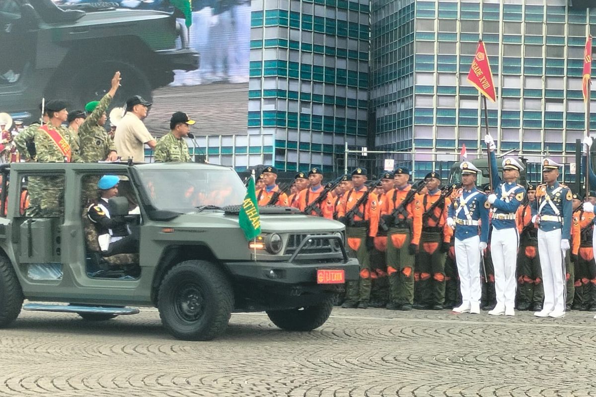 Presiden Prabowo menghadiri acars HUT TNI ke 80 di Monas. Foto : Ist