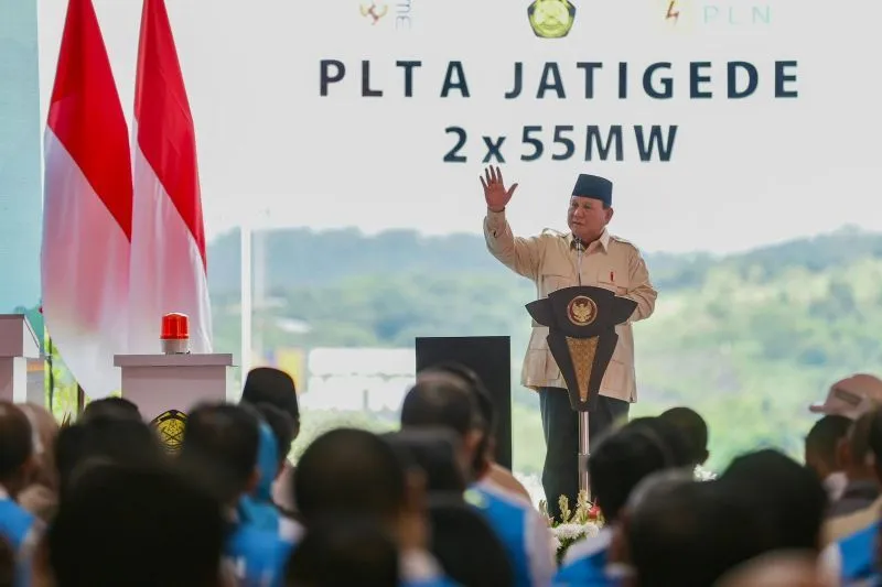 Presiden Prabowo saat meresmikan PLTA JATIGEDE. Foto : Ist