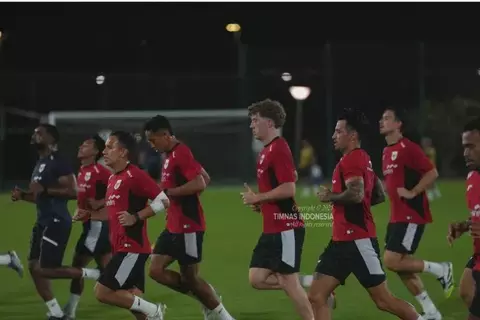 Latihan pasukan Patrick Kluivert latihan di Jeddah. Foto : Ist