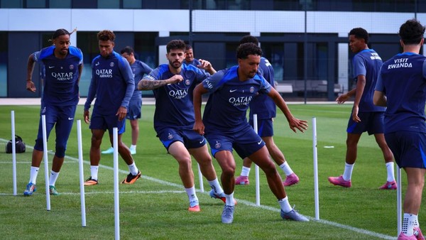 PSG Dan Inter Milan Pesta Gol di Matchday Ketiga Liga Champions Latihan fisik PSG. Foto : Ist