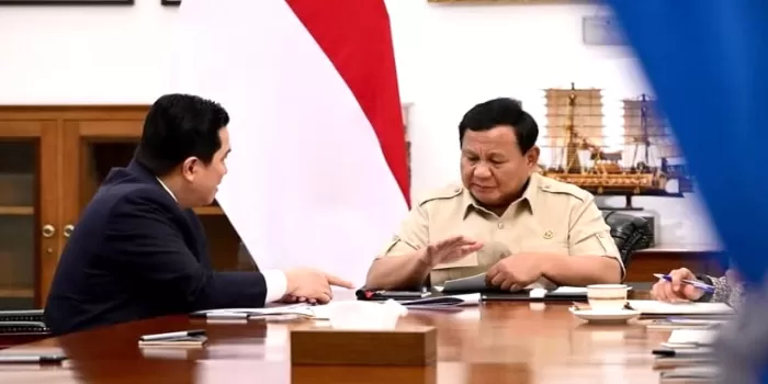 Menpora Erick Thohir saat menghadap Presiden Prabowo di Istana. Foto : Ist